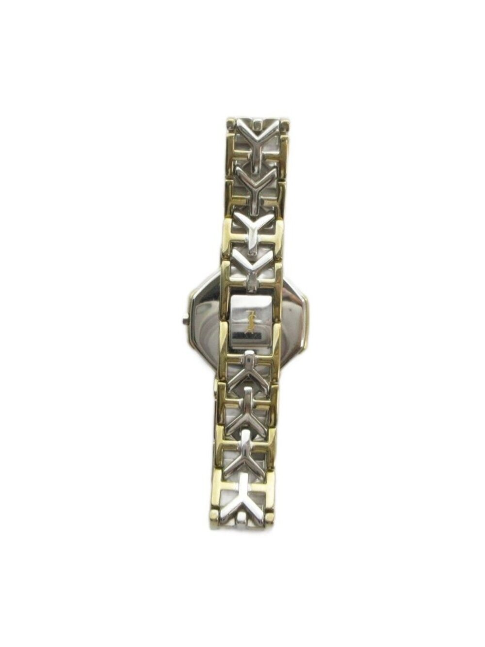 Saint Laurent Watch Quartz Octagon Roman Silver Color Gold - Picture 3 of 6